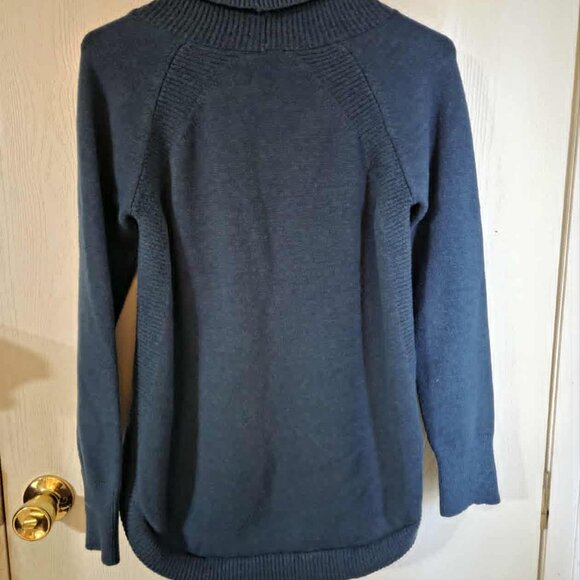 Smart wool Sweater Women's In-Green Edge wood Poncho Cow/Neck Ribbed sleeves - Picture 3 of 6